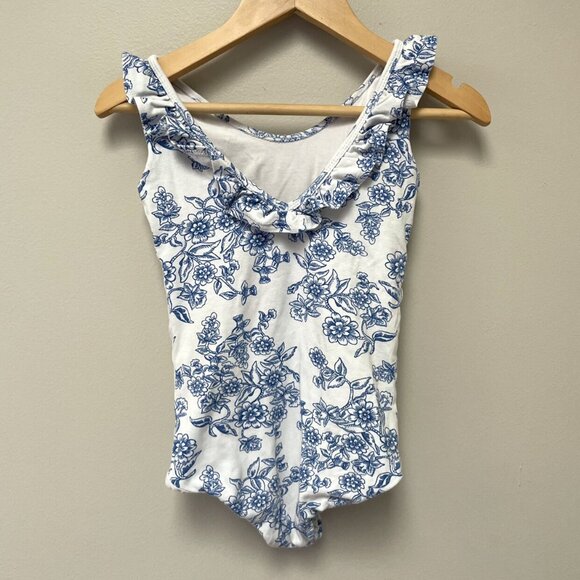 Remie Girl Blue China Ruffles Leotard - Picture 4 of 7